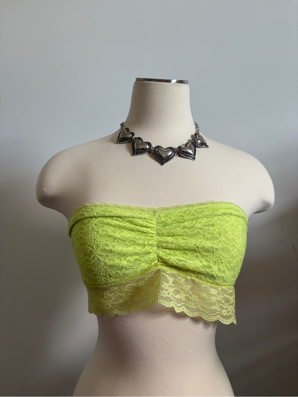 aerie Neon Lime Lace Strapless Bandeau
